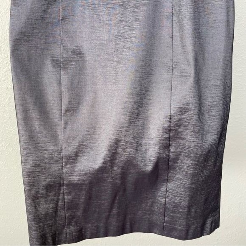 Xscape gray metallic Flower one shoulder sheath midi dress formal 6 - Picture 9 of 11
